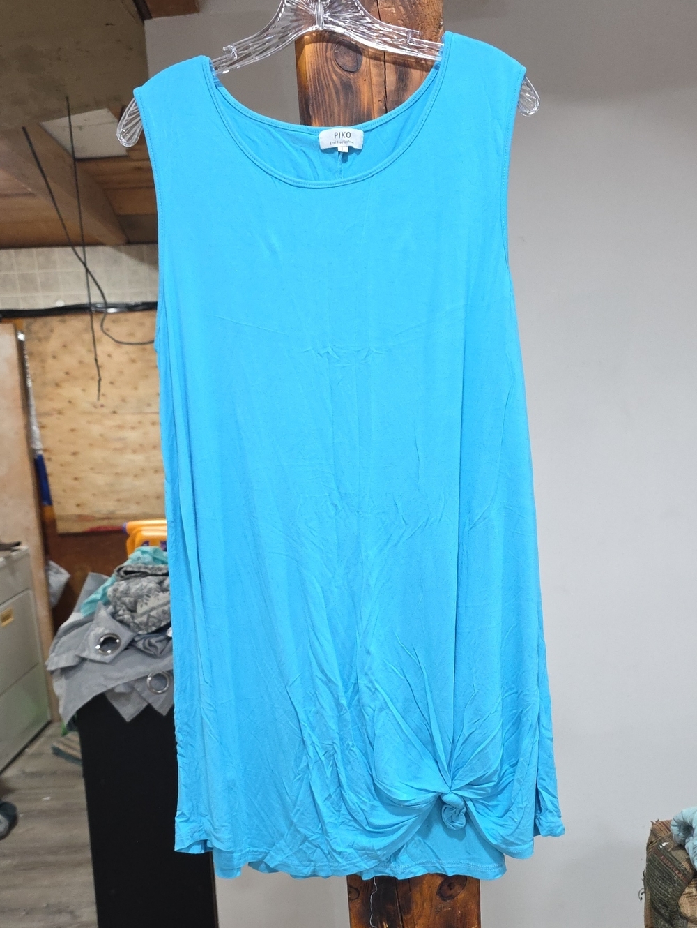 Piko 1988 Sleeveless Knot-Hem Tank Top - Turquoise Blue